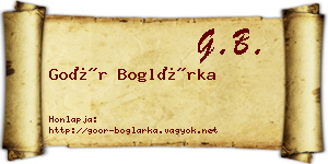 Goór Boglárka névjegykártya